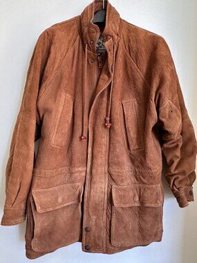 80'S VINTAGE HEAVY LEATHER/WOOL JACKET POUR LE SPORT MEN'S MEDIUM